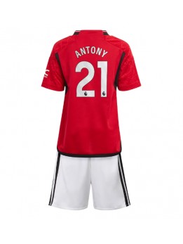 Manchester United Antony #21 Heimtrikotsatz für Kinder 2023-24 Kurzarm (+ Kurze Hosen)